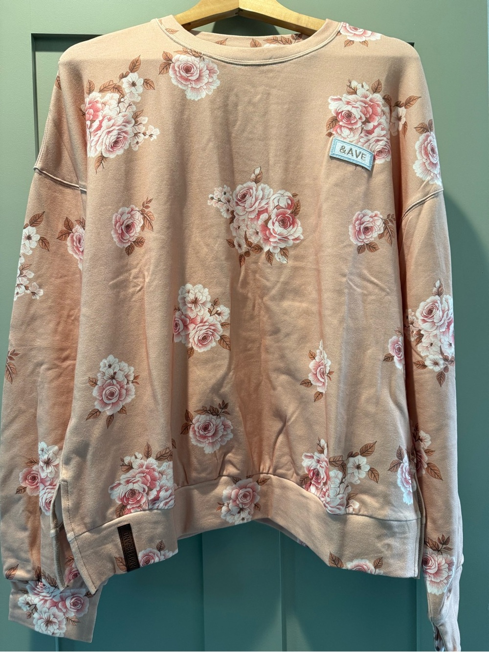 AMPERSAND AVE University SideSlit Pullover in Peachy Petals